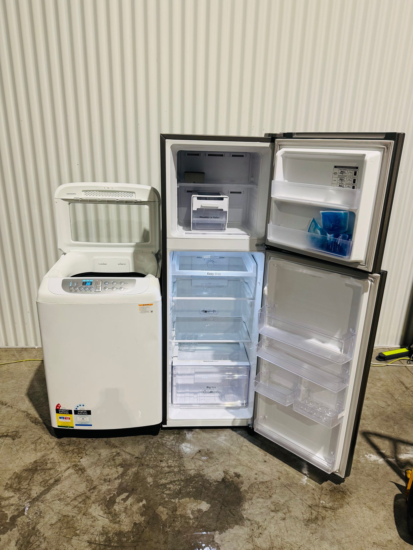 SAMSUNG 270 LITRES FRIDGE FREEZER & 6.5 KGS TOP LOADER WASHING MACHINE COMBO PACKAGE DEAL