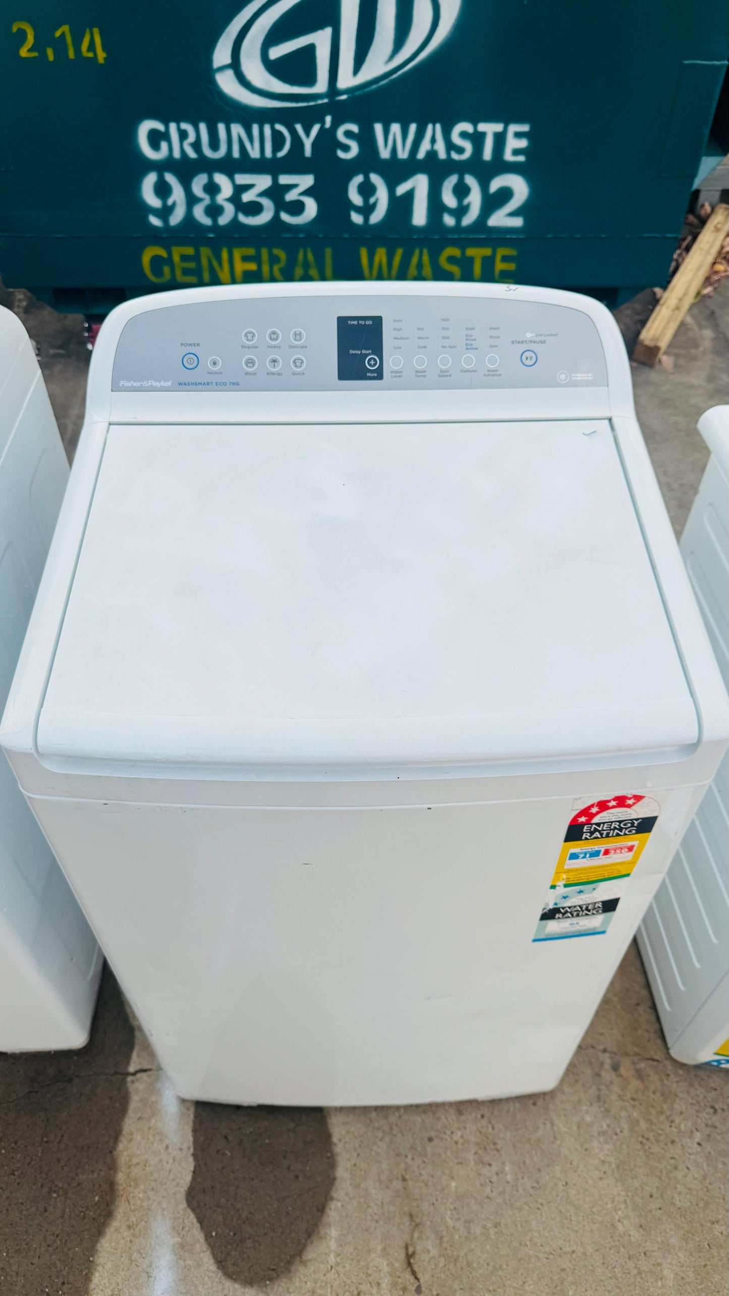 FISHER AND PAYKEL 7KGS TOP LOADER WASHING MACHINE
