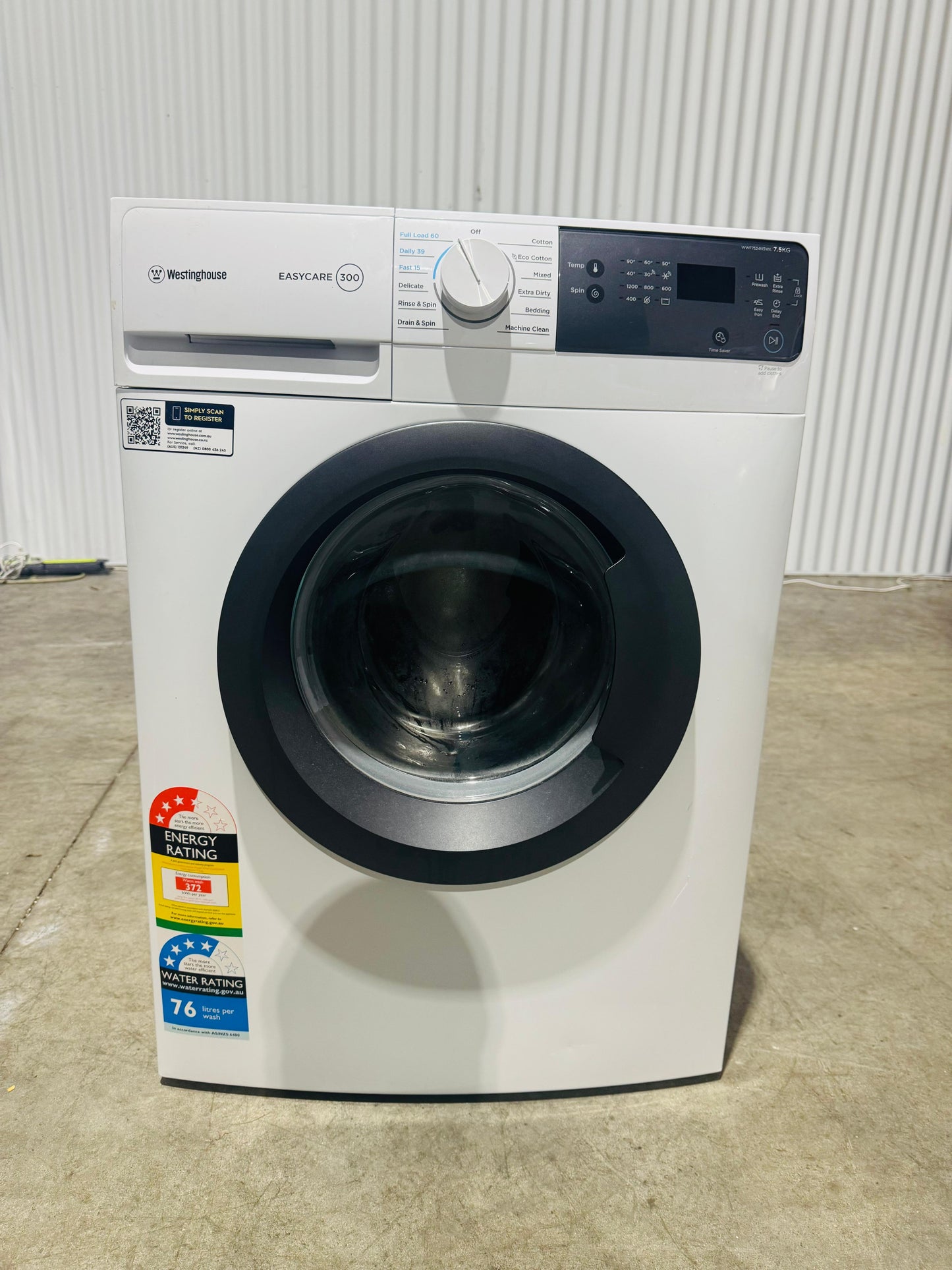 WESTING HOUSE 7.5 KGS FRONT LOADER WASHING MACHINE