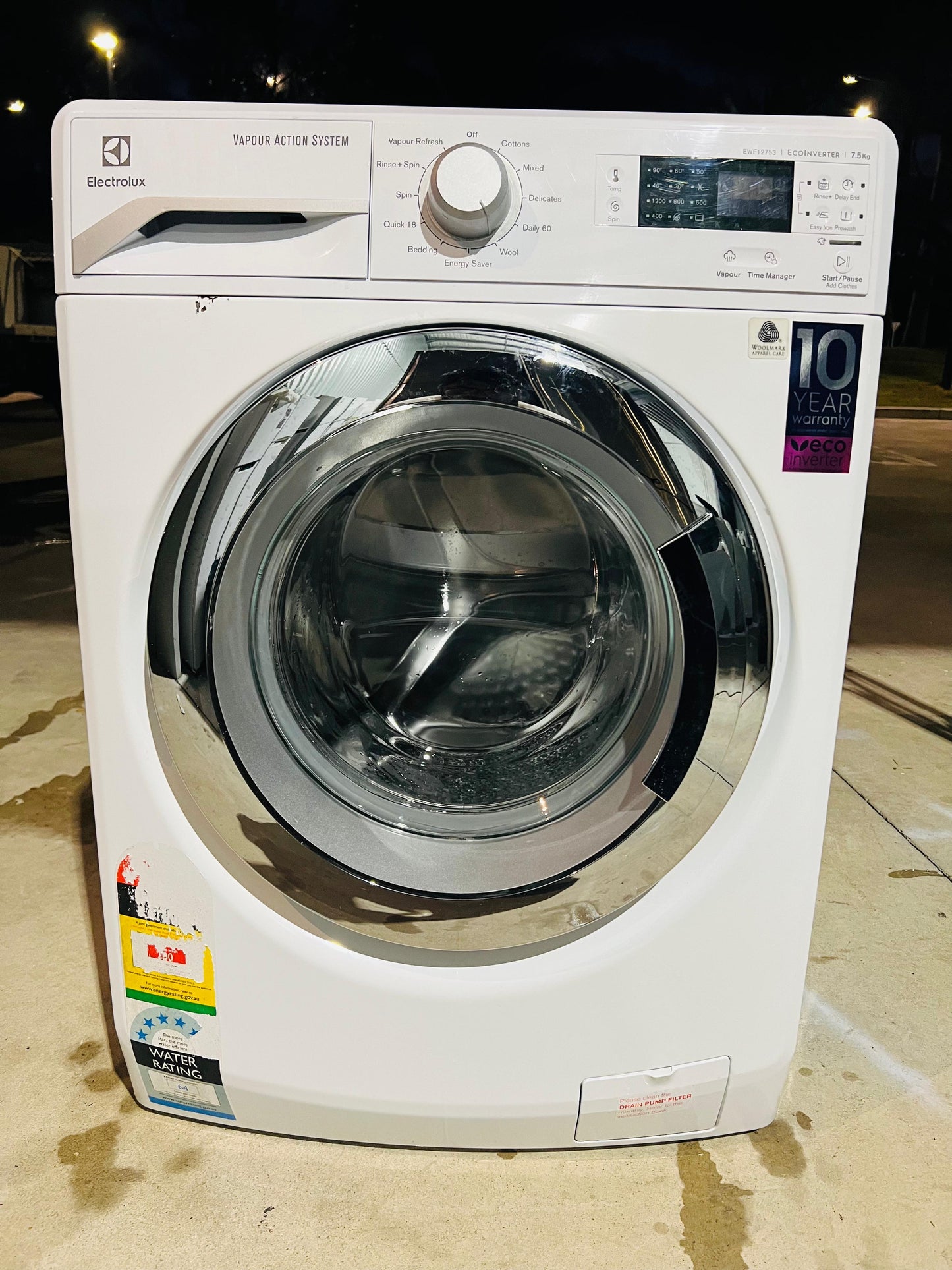 **ELECTROLUX 7.5 KGS FRONT LOADER WASHING MACHINE**