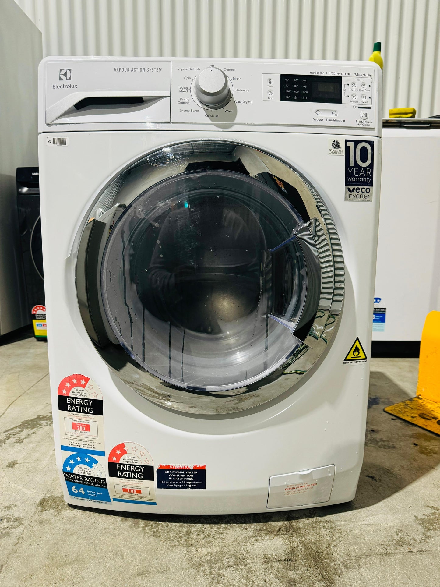 **ELECTROLUX 7.5KGS FRONT LOADER WASHING MACHINE & 4.5 KGS DRYER COMBO**