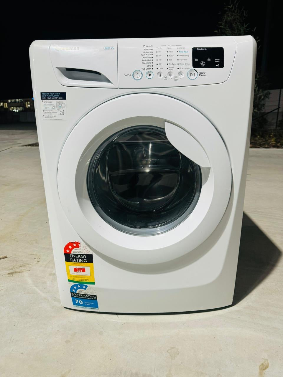 **SIMPSON 7KGS FRONT LOADER WASHING MACHINE**