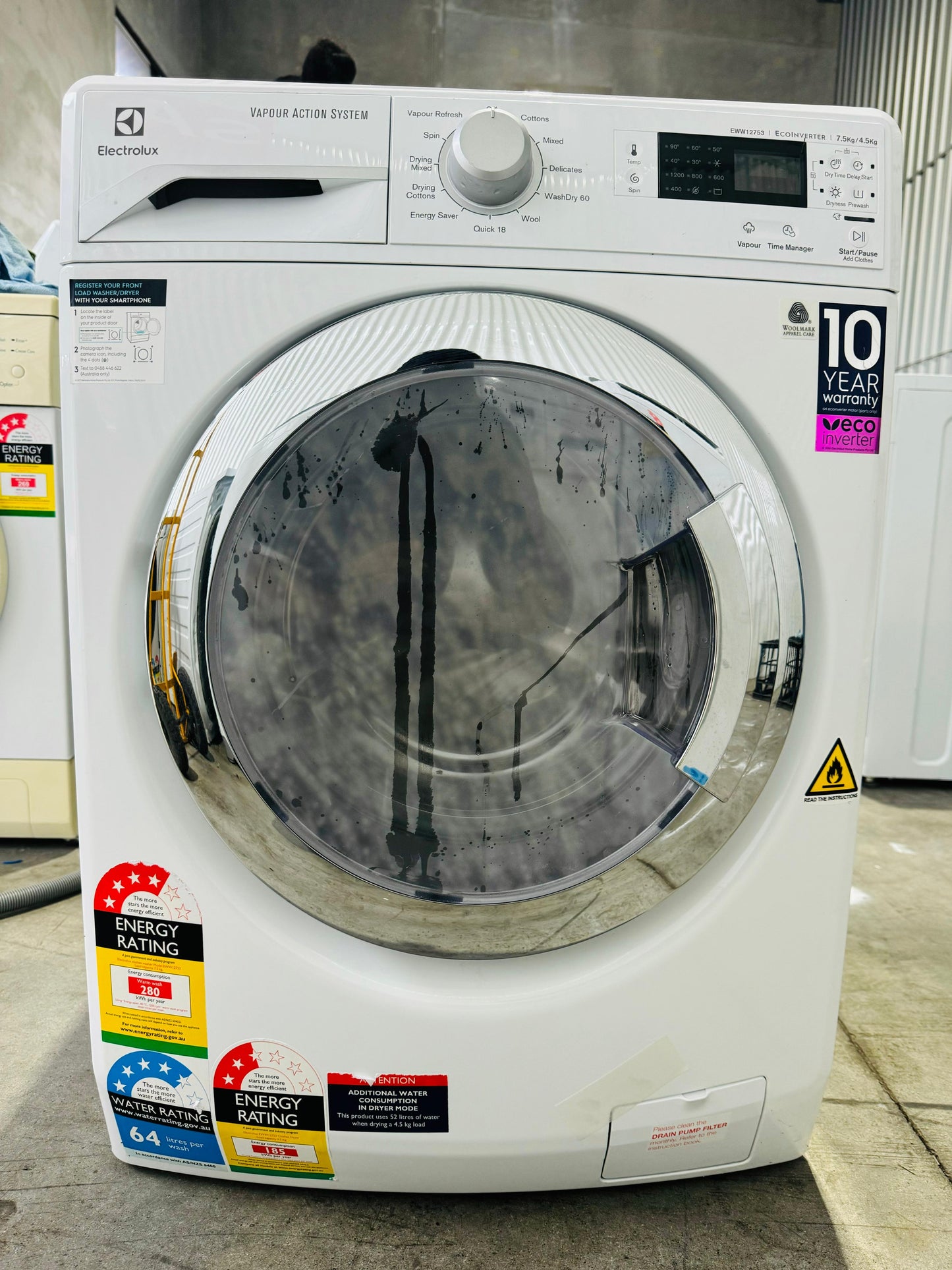 **ELECTROLUX 7.5KGS FRONT LOADER WASHING MACHINE**