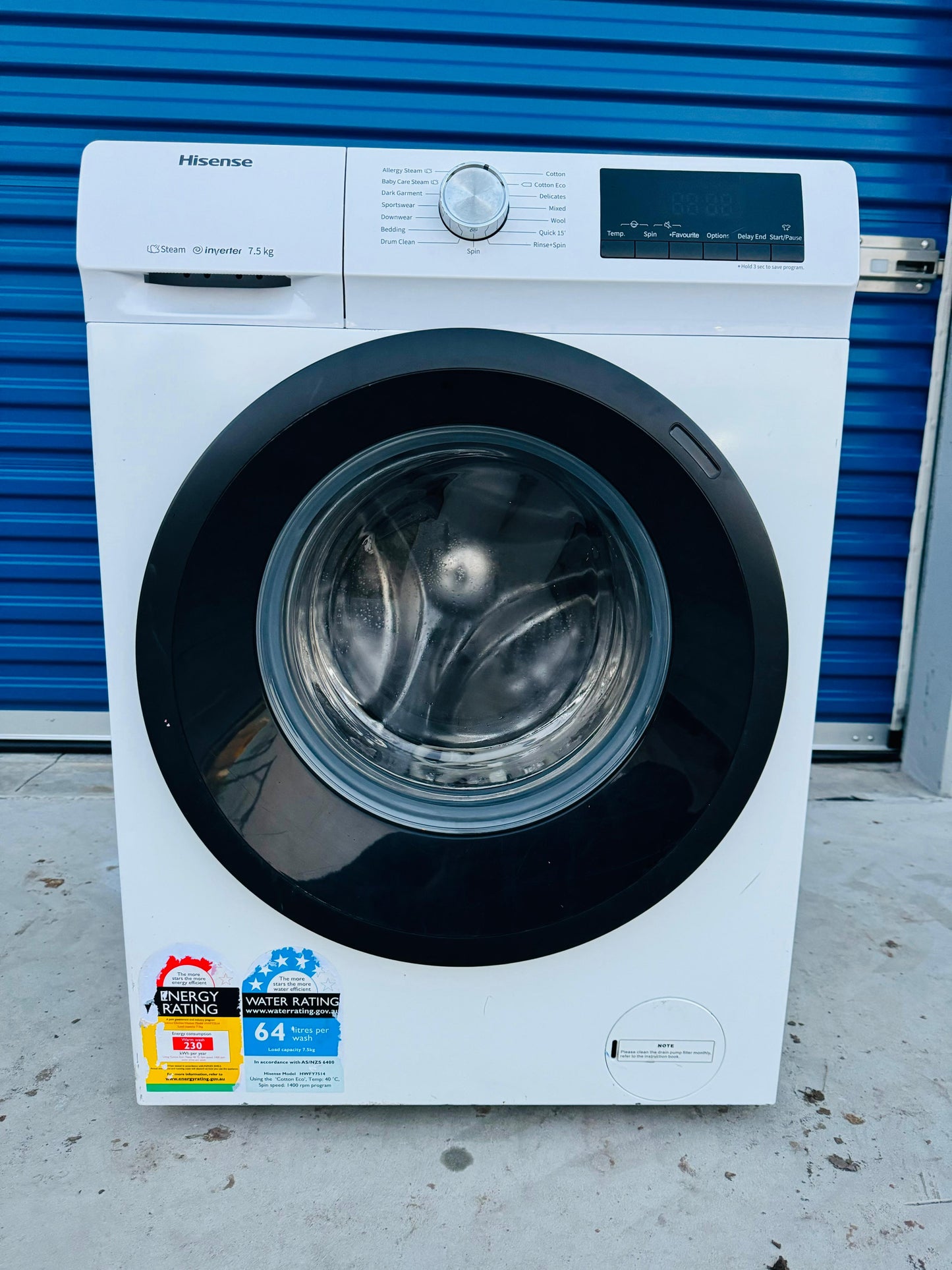 **Hisense 7.5 KGS FRONT LOADER WASHING MACHINE**