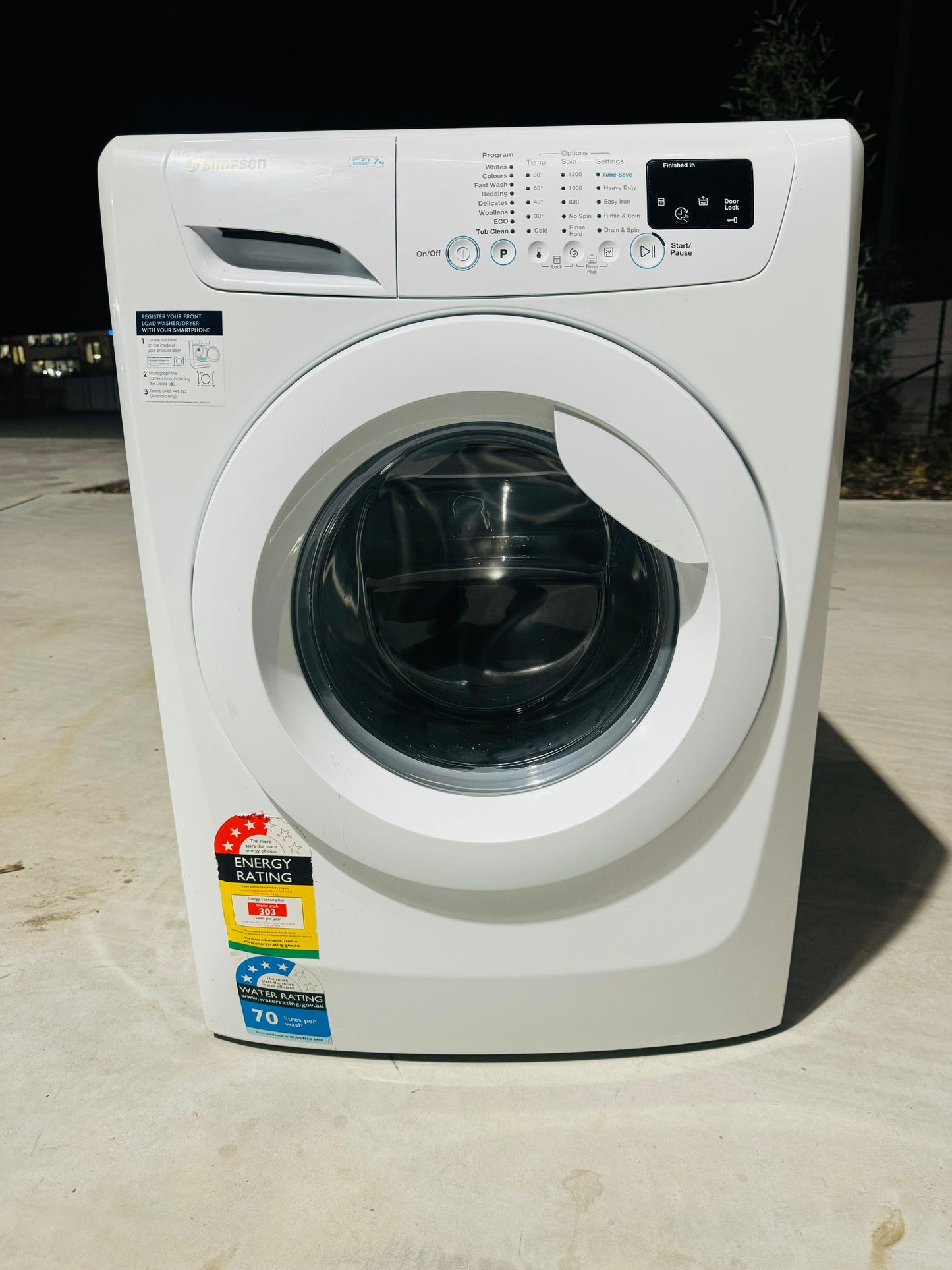 SIMPSON 7KGS  FRONT LOADER WASHING MACHINE