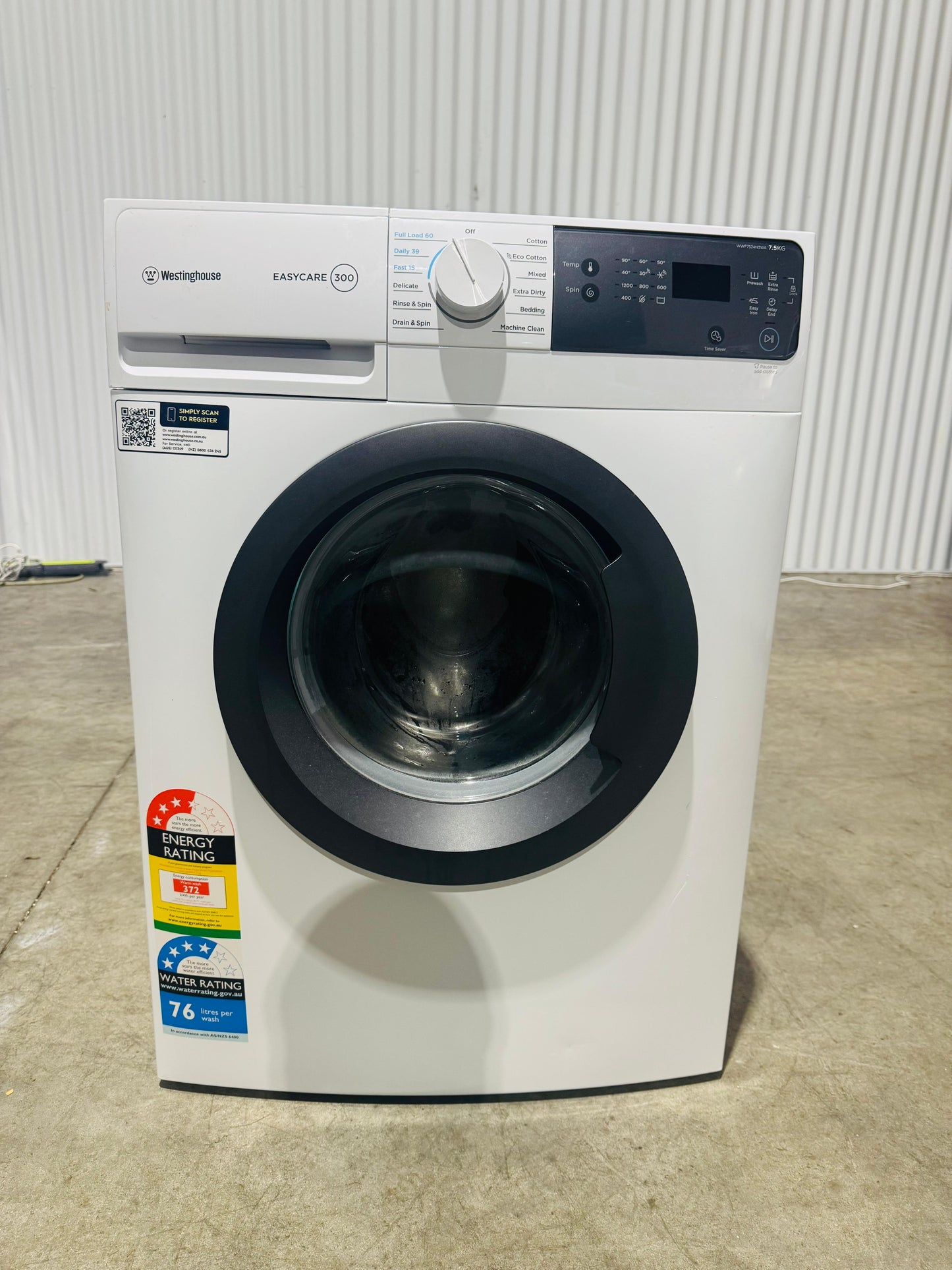 WESTING HOUSE 7.5 KGS FRONT LOADER WASHING MACHINE