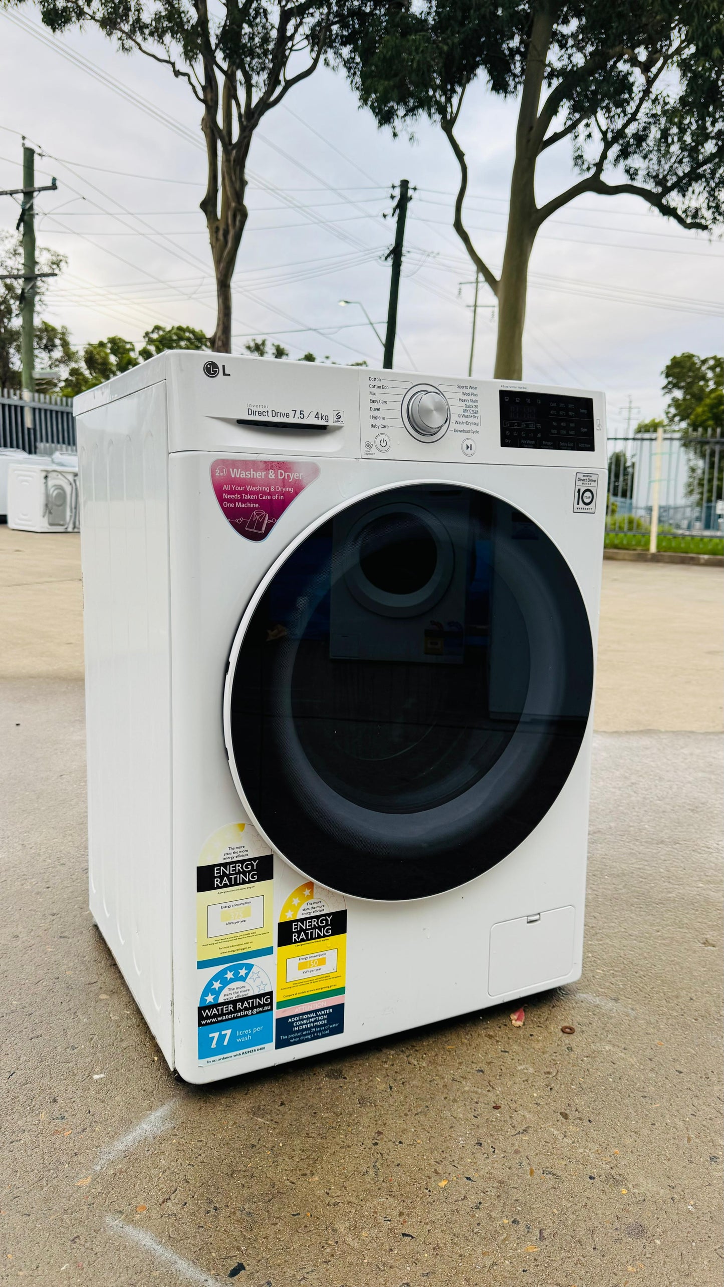 LG 7.5KGS FRONT LOADER WASHING MACHINE