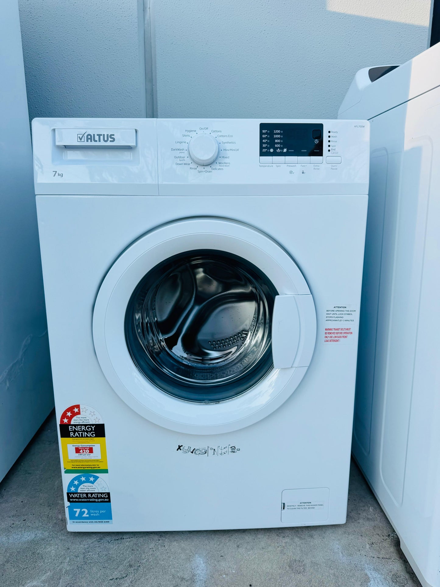 ALTUS 7KGS FRONT LOADER WASHING MACHINE